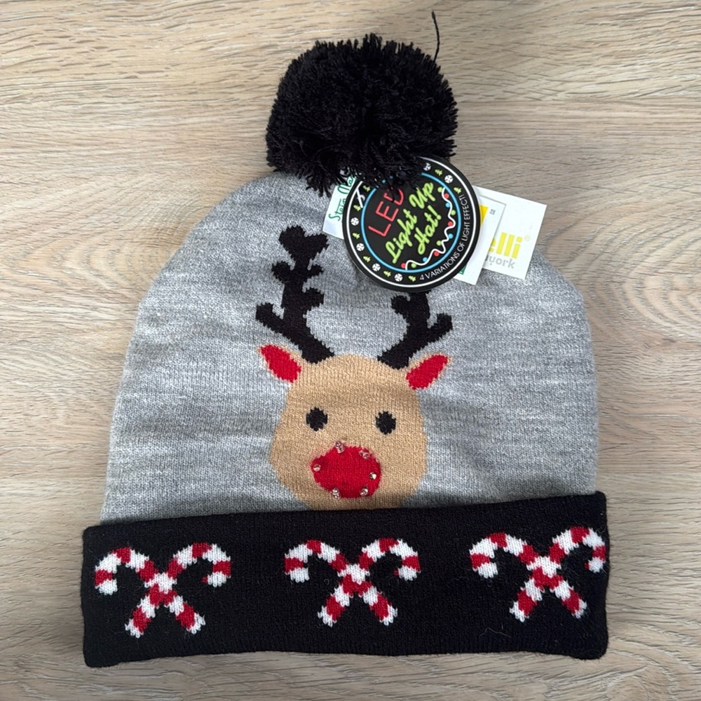 Light Up Rudolph Beanie